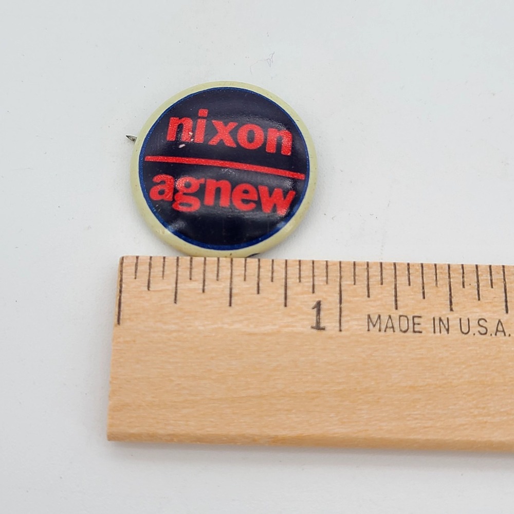 Vintage 1972 Nixon & Agnew 7/8" Presidential Campaign Pin Back Button - Picture 6 of 6